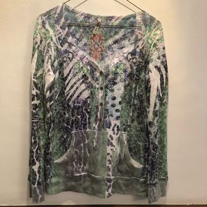 Cubism Birch tree printed long sleeve waffle shirt